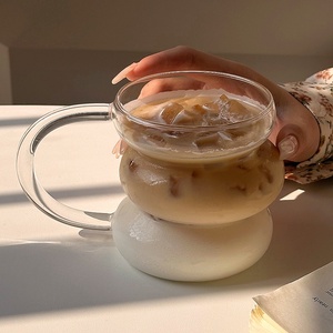 Vaso Moderno de Vidrio de Borosilicato Alto, Taza de Café Transparente Resistente al Calor, Apto para Lavavajillas, Gran Capacidad de 430 ml, Bebida Más Vendida - Product Image 4