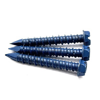 Vis à béton Tapcon à tête hexagonale avec revêtement bleu, chevilles de maçonnerie, couple élevé, filetage haut-bas, pointe diamantée