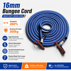 Cuerda Elástica de 16 mm con Lazos en los Extremos, Longitud Personalizable, Resistente, Sistema de Bloqueo con Capacidad de Carga de 3100N, Cuerda Amortiguadora - Product Image 3
