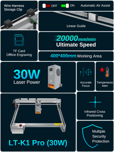 Bize ücretsiz nakliye adresi lazer ağacı yeni K1 PRO 30W optik güç 4040 CNC masaüstü kesme lazerli ahşap oyma makinesi - Product Image 2