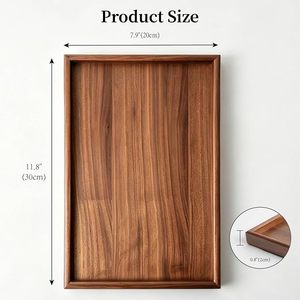 Plateau de service en bois massif naturel, plateau rectangulaire en bois multifonctionnel pour le <span class=keywords><strong>petit</strong></span>-déjeuner, le café, les aliments, les boissons, la décoration de la maison et l'utilisation hôtelière - Product Image 4