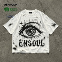 Maßgefertigtes Schwergewichtiges Weißes Übergroßes T-Shirt mit Dirty-Spray-Print, Individueller Schrift- und Grafikdruck, Streetwear Casual Tee