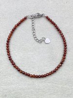 Bracelet en grenat Hessonite, bijoux délicats en pierres précieuses, perles micro-facettées, bracelet en cristal, bijoux minimalistes, bracelet en pierres précieuses minuscules