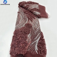 Couleur noire conception africaine 3d Applique perlée paillettes broderie tissus femmes nouvelle fête de mariage luxe Style perle paillettes dentelle