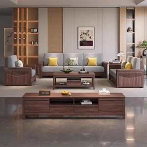 Black <b>Walnut</b> Solid Wood Sofa L Shape Storage Living Room Furniture For Home - Product Image 4