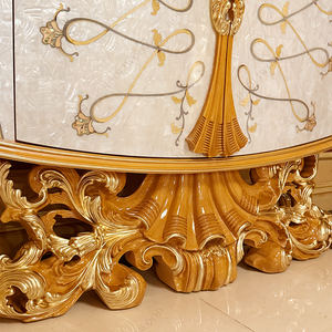 نحت على الطراز الباروكي الإيطالي ، دولاب جانبي كلاسيكي فاخر من الذهب الأبيض لغرف المعيشة في الفيلا ، ردهة الفندق - Product Image 5