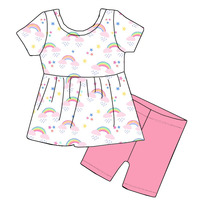 Ensemble de robe deux pièces pour bébé fille, imprimé personnalisé, manches courtes, été, de haute qualité, tissu doux et confortable