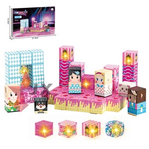 Set Educativo 3D di Tendenza 2026, Cubi Magnetici, Giocattoli per Bambini, Blocchi Magnetici Luminosi Rosa 'Il Mio Mondo' per Bambini - Product Image 1