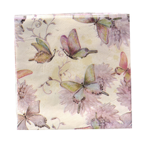 Serviettes de table colorées 3 plis en pâte de bois vierge, style sac papillon violet rêveur, avec logo personnalisé LR pour mariages, banquets, hôtels