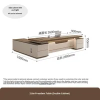 Ensemble de bureau et de chaise de direction de luxe léger avec double armoire en PVC, design minimaliste moderne pour usage de bureau