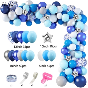 Ensemble de ballons en arc, 144 pièces, Kit guirlande métallique, <span class=keywords><strong>bleu</strong></span> marine, Royal, blanc, confettis nacrés, étoile, argent, 12'10 ", SET979 - Product Image 2