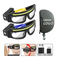 Lunettes de vision nocturne à détecteur de mouvement avec projecteur LED COB, batterie 800 mAh, USB Type-C, réglables, indice IP55, mode lumière rouge, fixation auriculaire