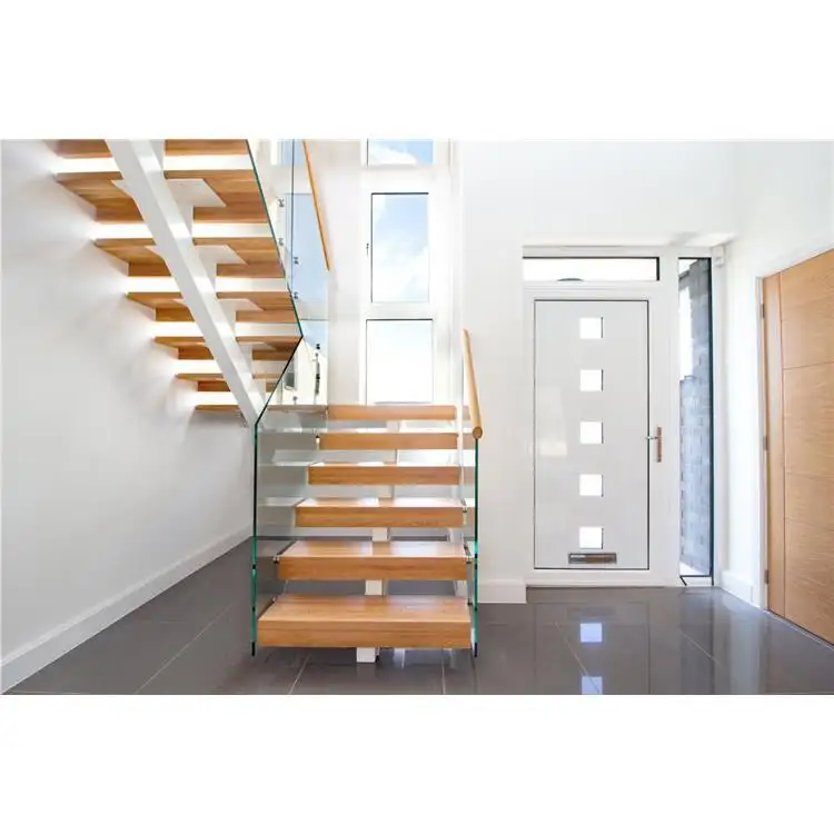 CBMmart Custom Interior Wood Stairs Modern Single/double Beam Stairs Solid Wood Steps