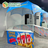Carpa Domo para Puesto de Comida con Mostrador, Carpa Tipo Domo Hexagonal de 10x10 para Eventos Promocionales al Aire Libre