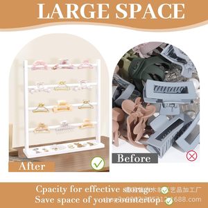 Wooden Claw Clip Storage Rack 4 Layers <b>Desktop</b> Display Stand For Jewelry Store Hair Clips Organizer - Product Image 5