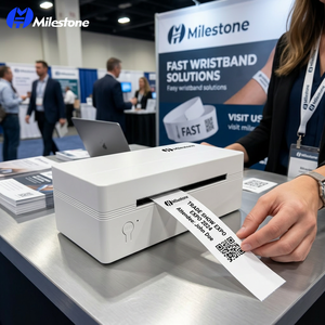 เครื่องพิมพ์บาร์โค้ดแบบพกพา Milestone MHT-L1091 ขนาด 110 มม. ความละเอียด 203DPI สำหรับ USB ใช้ในงานแสดงสินค้า งานนิทรรศการ บูธป๊อปอัพ พิมพ์สายรัดข้อมือแบบใช้ความร้อน มีสินค้าในสต็อก - Product Image 1