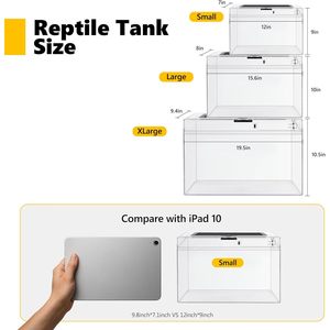 Premium 12x7x9 pollici PC terrario per rettili e anfibi Anti-rottura Kit di avviamento con porta scorrevole superiore e ventilazione dello schermo - Product Image 5
