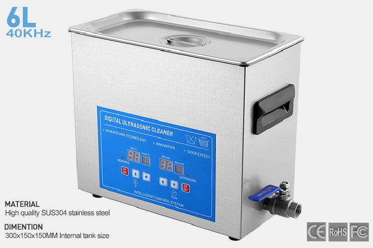 6L Digital Heated Ultrasonic Cleaner - Lab & Household