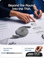 Kabel LISEN 2026 Flat Carplay USB A ke USB C 480Mbps Sinkronisasi Data Anti Interferensi Kabel Charger Mobil untuk Android Auto iPhone 17 18