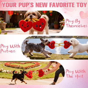 ของเล่นสุนัขแบบขายส่ง ของเล่นเสียงดังรูปหัวใจสีแดง ของเล่นเชือกตุ๊กตาสุนัขแบบมีเสียงดัง ของเล่นดึงเชือกทำความสะอาดฟัน - Product Image 6