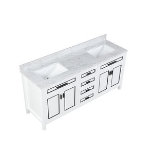 Meuble-lavabo de salle de bain moderne haut de gamme autoportant de 72 pouces avec vasque en céramique et caractéristiques résistantes à l'eau - Product Image 4