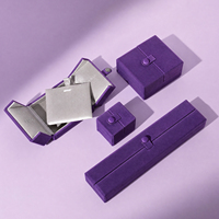 Boîte à bijoux Zebopak en velours violet avec bouton de fermeture, style armoire, pour colliers et bagues, ensemble multi-tailles