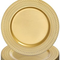 Assiettes en plastique PP de 13 pouces pour événements et fêtes, bordure dorée minimaliste à motif floral, 100 pièces, logo personnalisé, vente en gros usine