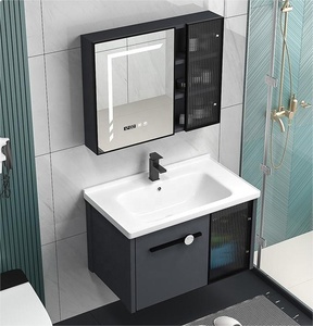 Juego de Muebles de Baño de Lujo Nórdico con Gabinete Flotante, Espejo de Diseño y Lavabo de Almacenamiento Impermeable - Product Image 3