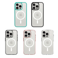 Étui de téléphone magnétique transparent antichoc pour la charge sans fil, étui transparent en TPU PC pour iPhone 13 14 15 16 Plus Pro Max