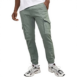 Wholesale Direct Factory Classic Fit Cargo Joggers for Men OEM Service Custom Made Logo 100% Premium Cotton Woven Canvas Fabrics - Product Image 3