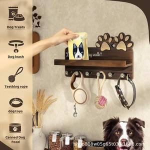 ที่แขวนกุญแจติดผนังลายอุ้งเท้าสัตว์เลี้ยง ทำจากไม้ พร้อมตะขอสำหรับเก็บสายจูงสุนัข สีเคลือบเงาแบบเรโทร ติดตั้งแบบไม่ต้องเจาะ - Product Image 3