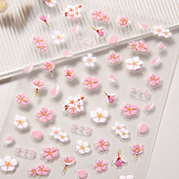 HONEY GIRL Nouveaux autocollants pour ongles en gel souple 3D, fleurs réelles, plastique français, autocollants pour ongles fins et colorés, décalcomanies florales professionnelles