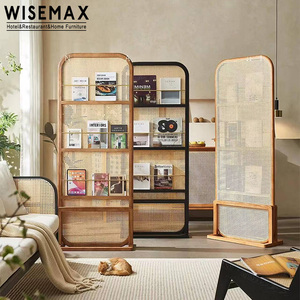 Écran de séparation en rotin et bois massif de style japonais moderne WISEMAX FURNITURE, étagère artistique, séparation d'entrée pour hôtel, bureau, villa - Product Image 2