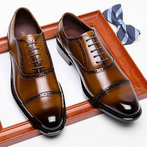 Mocasines Oxford Formales de Cuero Genuino Hechos a Mano para Hombre, con Punta Cuadrada, Transpirables, Antideslizantes, Ligeros, Estilo Italiano - Product Image 1