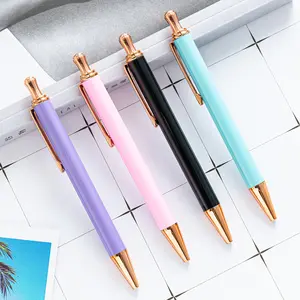 Click Ball Pens Metal Pen Clip Retractable Pen Glitter Ballpoint with Blue Ink Office Supplies Gift