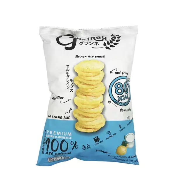 Grosir kualitas tinggi cetakan khusus makanan ringan Foil aluminium makanan ringan plastik Popcorn segel belakang tas Mylar segel panas