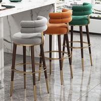 Tabouret de bar réglable en tissu de qualité supérieure, design nordique de luxe, pieds en bois contemporains pour salle à manger, atelier, villa haut de gamme