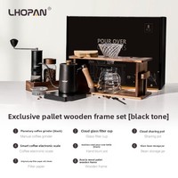 Ensemble de préparation de café et de thé portable haut de gamme en alliage d'aluminium durable, avec moulin, extracteur, support de préparation et support de verseur, qualité alimentaire, idéal pour cadeau