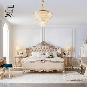 <span class=keywords><strong>Letto</strong></span> Matrimoniale King Size in Pelle di Lusso Francese 180x200, Suite Nuziale Intagliata a Mano, Camera da <span class=keywords><strong>Letto</strong></span> Principale in Legno di Faggio Massiccio - Product Image 1