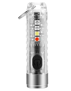 Брелок фонарик 400 люмен перезаряжаемый светодиодный брелок с УФ/красным/предупреждающим светом, мини карманный фонарик EDC