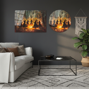 Arte de pared en lienzo impreso con diseño de danza mística - Decoración bohemia elegante, arte en vidrio templado - Product Image 3