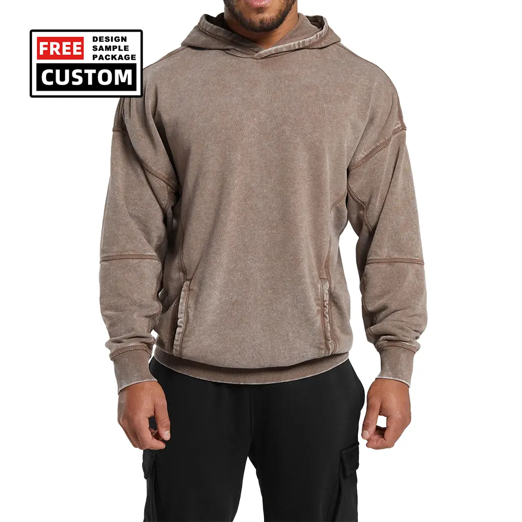 2024 Cotton Blank Crop Sport Baggy Acid Wash Tracksuit Sweaters Heavyweight Hoodie For Men