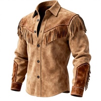 Blouson Bomber en Daim Marron à Pompons Design Niche 2025 Automne/Hiver – Veste Ample Vintage Tendance et Confortable pour Homme