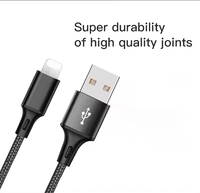 Kabel Charger Berkualitas Tinggi 1M 2M untuk iPhone, Kabel Nylon Kepang 2.4A Pengisian Cepat USB 8-pin untuk iPhone 11/12/13
