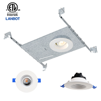 Lanbot ETL 3" 9W LED Spot encastré orientable et dimmable avec boîtier de jonction pour projets de rénovation
