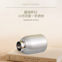 Botol Air Vakum Ganda Stainless Steel Bambu Ramah Lingkungan untuk Kembali ke Sekolah, Mug Portabel Outdoor dengan Cincin Angkat