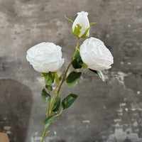 H404 Buket Bunga Mawar Buatan 3 Kepala Royal Rose untuk Dekorasi Pernikahan, Properti Fotografi, dan Simulasi Bunga