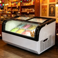 Congélateur coffre commercial de comptoir à température unique pour crème glacée, vitrine mini en verre incurvé pour gelato, idéal pour les commerces de proximité et les kiosques