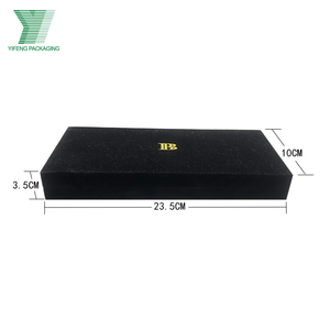 Paper Pen Gift Box Drawer Pen Packaging Box with Foam Custom Logo Long Narrow Black Paperboard Recyclable UV Coating Varnishing