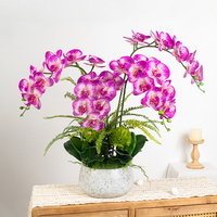 Fleurs artificielles 9 têtes orchidée fruitée bleu violet Phalaenopsis toucher réel pour décoration mariage maison hôtel